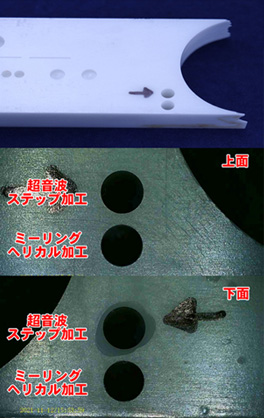 ジルコニア穴加工 超音波スピンドルは穴がテーパーにならない